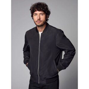 Infinity Men's S LinearFlex Faux Suede Bomber Jacket Black Fully Lined i1749